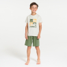 Boy's khaki green jersey 2-piece summer pyjamas