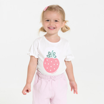T-shirt sequins blanc bébé fille