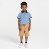 Boy's sky blue jersey piqué polo shirt with short sleeves