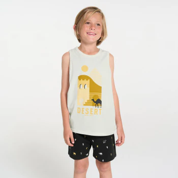 Pyjama d'été 2 pièces en jersey noir Garçon
