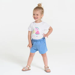 Baby girl's high-rise blue knit shorts
