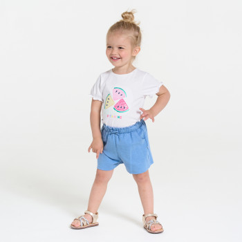 Short maille légère taille haute bleu bébé fille