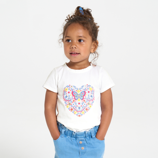Baby girl's blue textured butterfly T-shirt