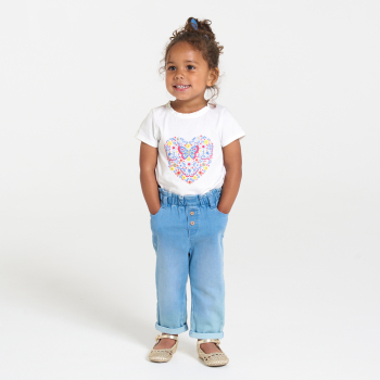 Baby girl's blue textured butterfly T-shirt
