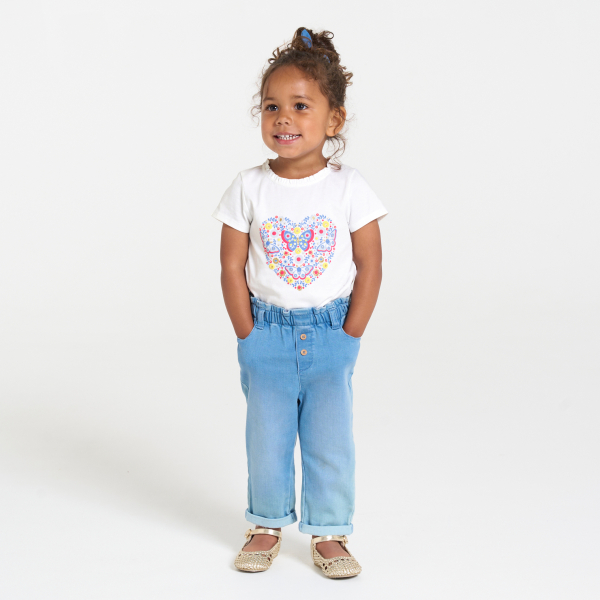 Baby girl's blue textured butterfly T-shirt