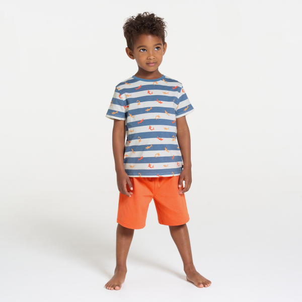Boy's orange jersey 2-piece summer pyjamas