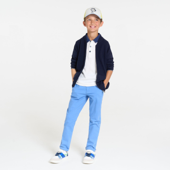 Boy's navy blue fleece longline baseball jacket