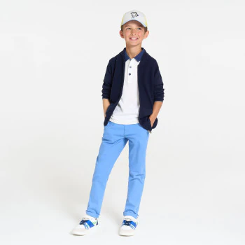 Long gilet col teddy bleu marine Garçon