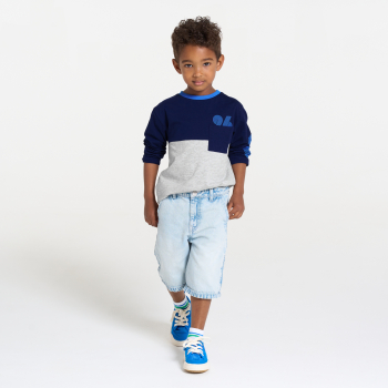 Boys' grey colourblock long-sleeve T-shirt