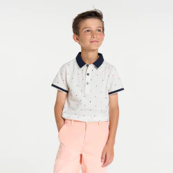 Boy's jersey piqué polo shirt with short sleeves | OKAIDI 