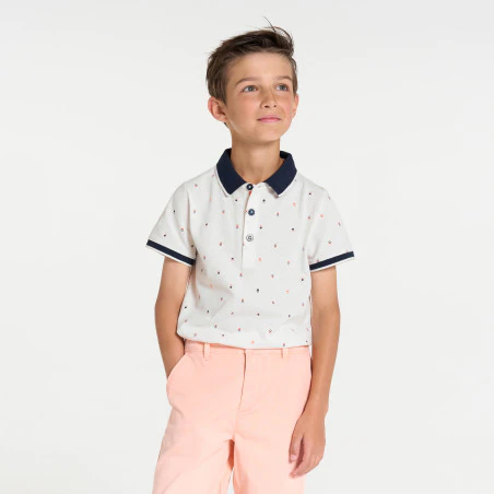 Boy's jersey piqué polo shirt with short sleeves
