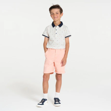 Boy's jersey piqué polo shirt with short sleeves