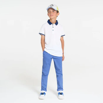 Boy's blue slim fit chino trousers + belt