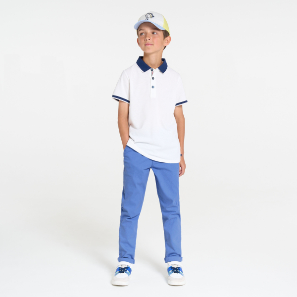 Boy's blue slim fit chino trousers + belt