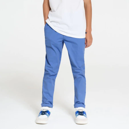 Boy's blue slim fit chino trousers + belt