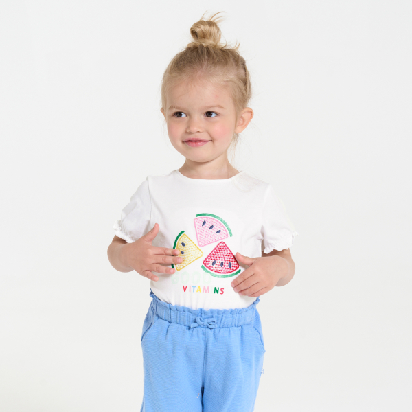 Baby girl's white sequinned T-shirt