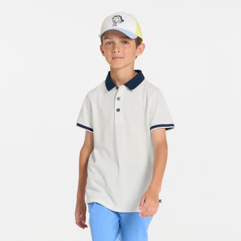 Polo manches courtes en jersey piqué blanc Garçon