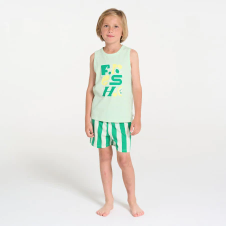 Boy's green soft jersey shortie pyjamas