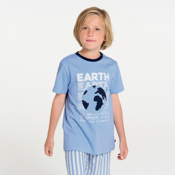 Boy's blue jersey 2-piece summer pyjamas