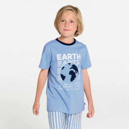 Pyjama d'été 2 pièces en jersey bleu Garçon