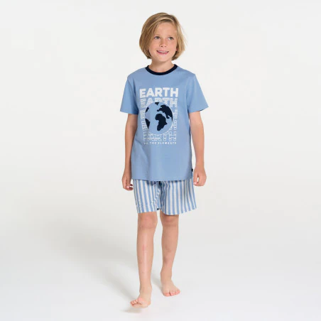 Pyjama d'été 2 pièces en jersey bleu Garçon