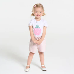 Baby girl's high-rise pink knit shorts