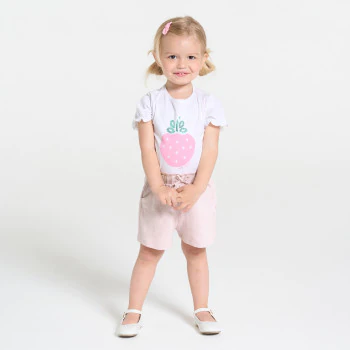 Baby girl's high-rise pink knit shorts