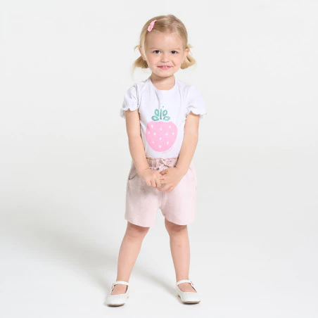 Baby girl's high-rise pink knit shorts