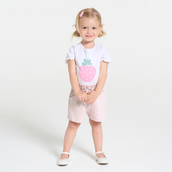 Short maille légère taille haute rose bébé fille