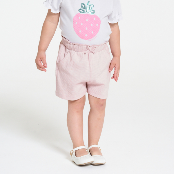 Baby girl's high-rise pink knit shorts