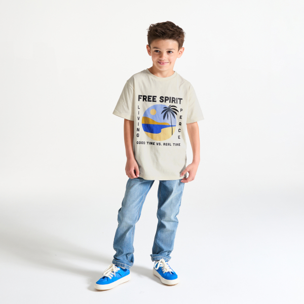 T-shirt manches courtes motif placé blanc Garçon