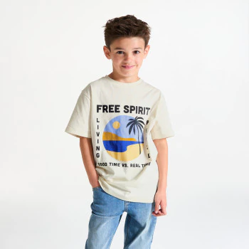 T-shirt manches courtes motif placé blanc Garçon