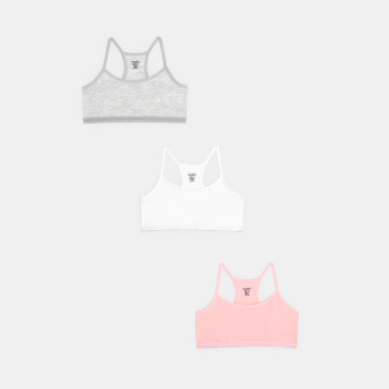 Brassières unies (lot de 3) blanc fille