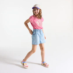Girl's pink pop slogan T-shirt