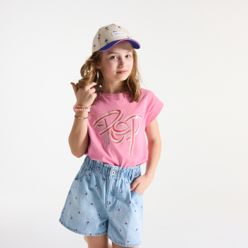 Girl's pink pop slogan T-shirt