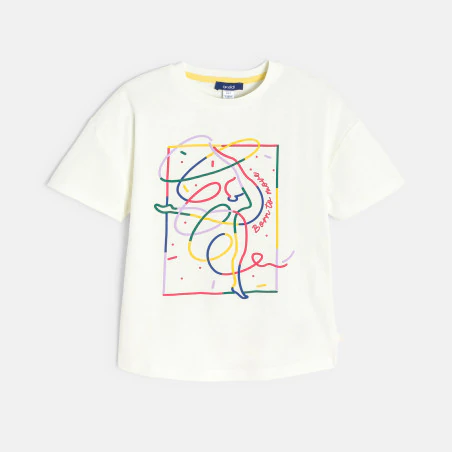 T-shirt manches courtes à message blanc Fille
