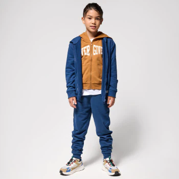 Sweat zippé à capuche bleu garçon