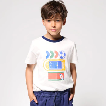 T-shirt manches courtes à motif blanc Garçon