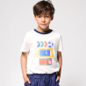 Boy's white short-sleeved T-shirt with motif