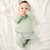 Newborn's wrap-around green knitted jumper
