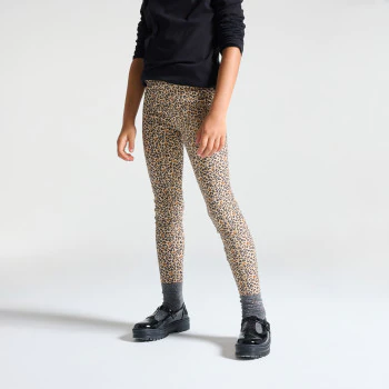 Leggings léopard en jersey marron Fille