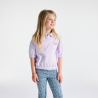 Girl's mauve short-sleeve sweatshirt with polo-shirt collar Girl's mauve short-sleeve sweatshirt with polo-shirt collar