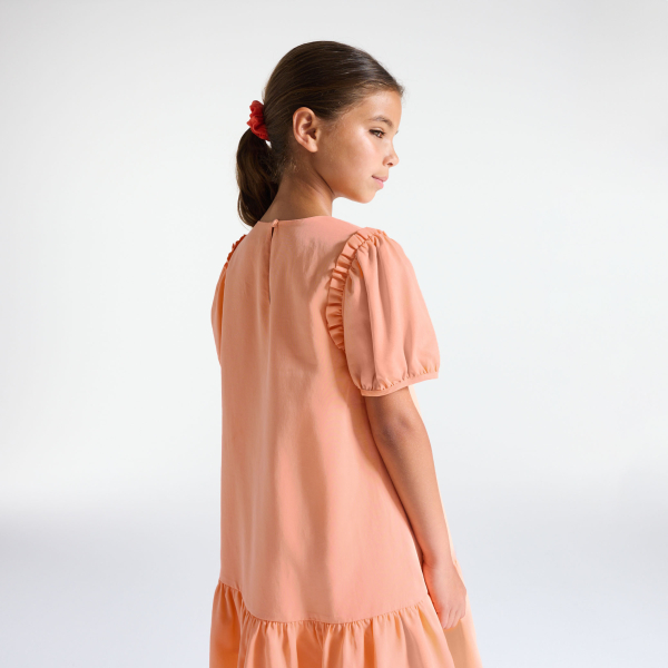 Girl's plain pastel orange dress