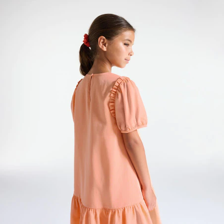 Girl's plain pastel orange dress