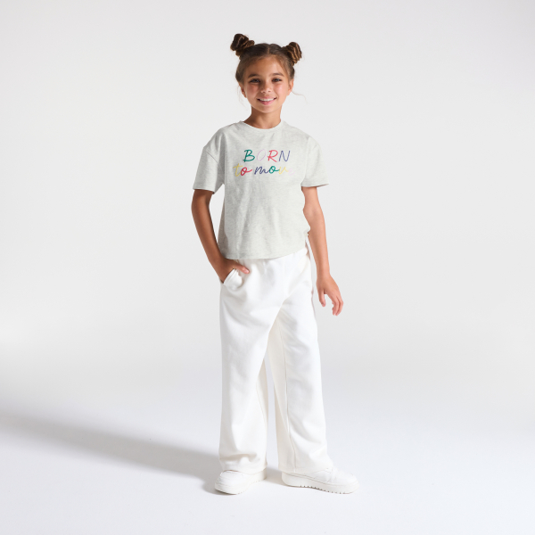 Girl's grey marl slogan T-shirt