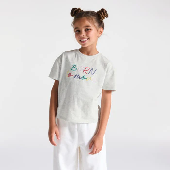 Girl's grey marl slogan T-shirt