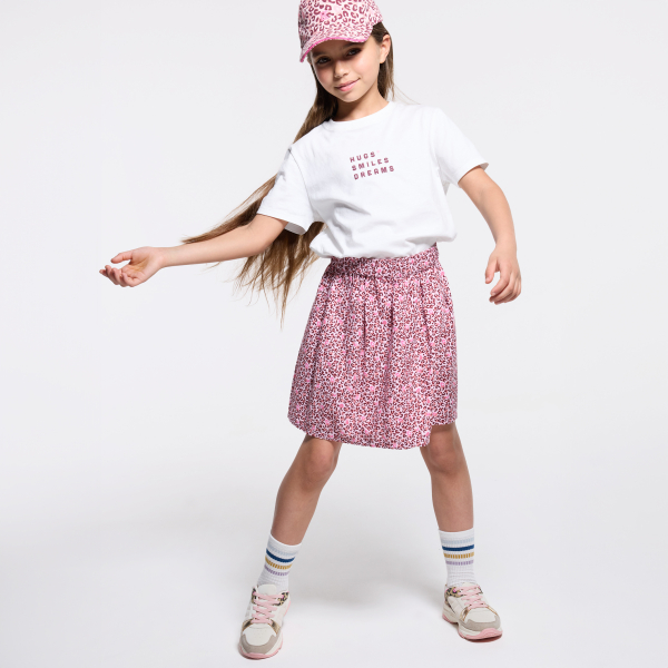 T-shirt à message rose blanc Fille 