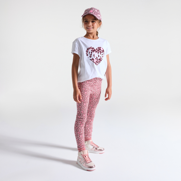 Leggings longs léopard en jersey marron Fille