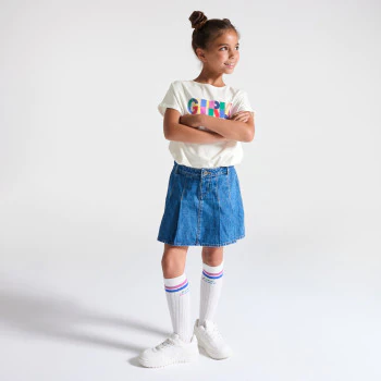 Girl's white slogan T-shirt