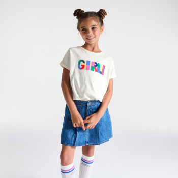 Girl's white slogan T-shirt